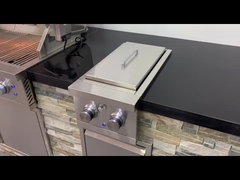 شواية غاز خارجية من الفولاذ المقاوم للصدأ للشواء مدمجة بموقد مزدوج الجانب 12.6 بوصة × 10.6 بوصة × 24.9 بوصة